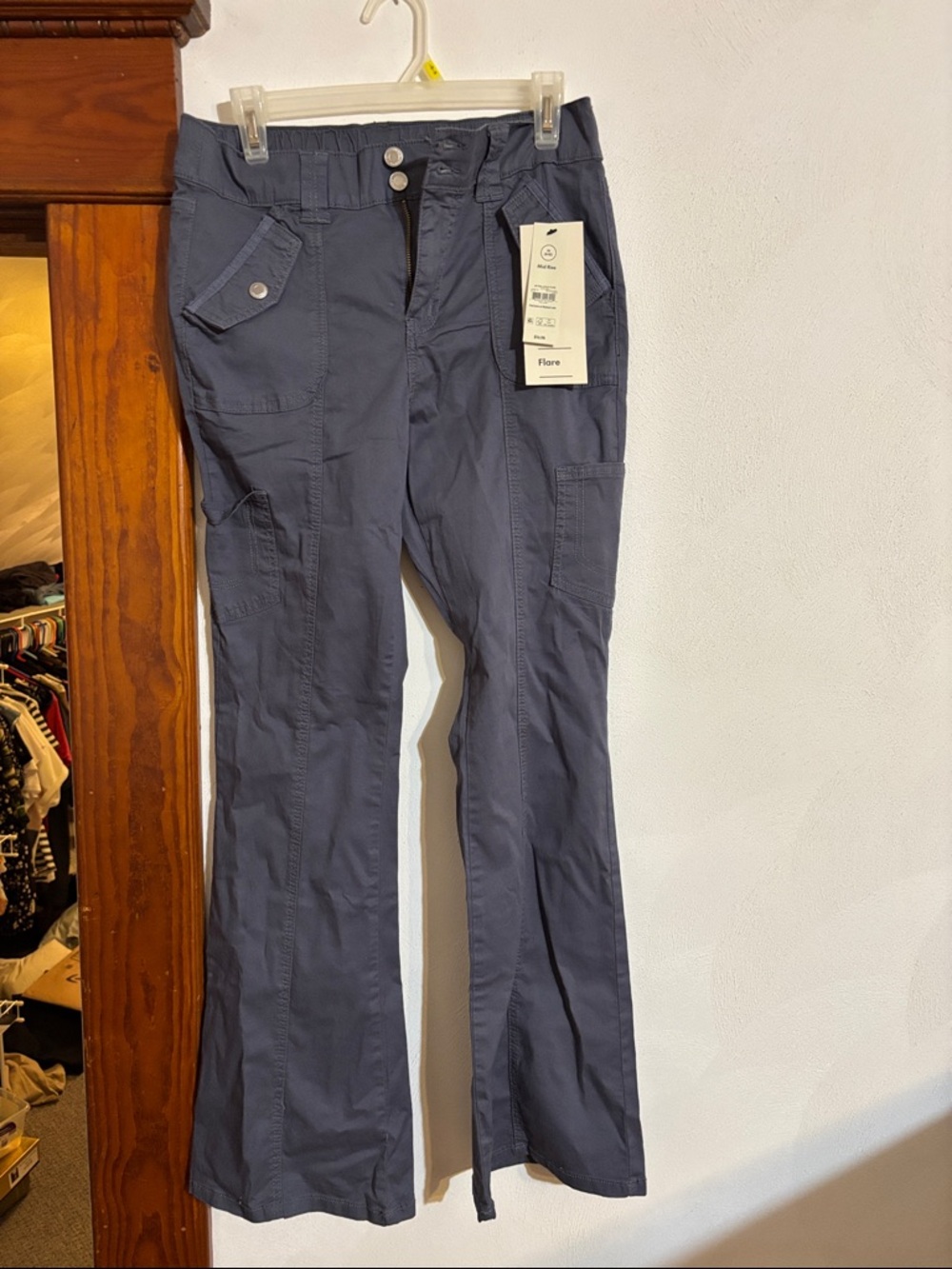No Boundaries Slate Blue Flare Cargo Pants